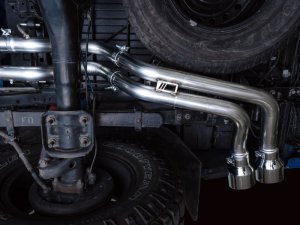 Toyota Tacoma Performance Exhaust - Rear - AWE Tuning - 0FG Cat Back Exhaust with BashGuard - Dual 4.5” Chrome Silver Tips - Chrome Silver - `16-`22